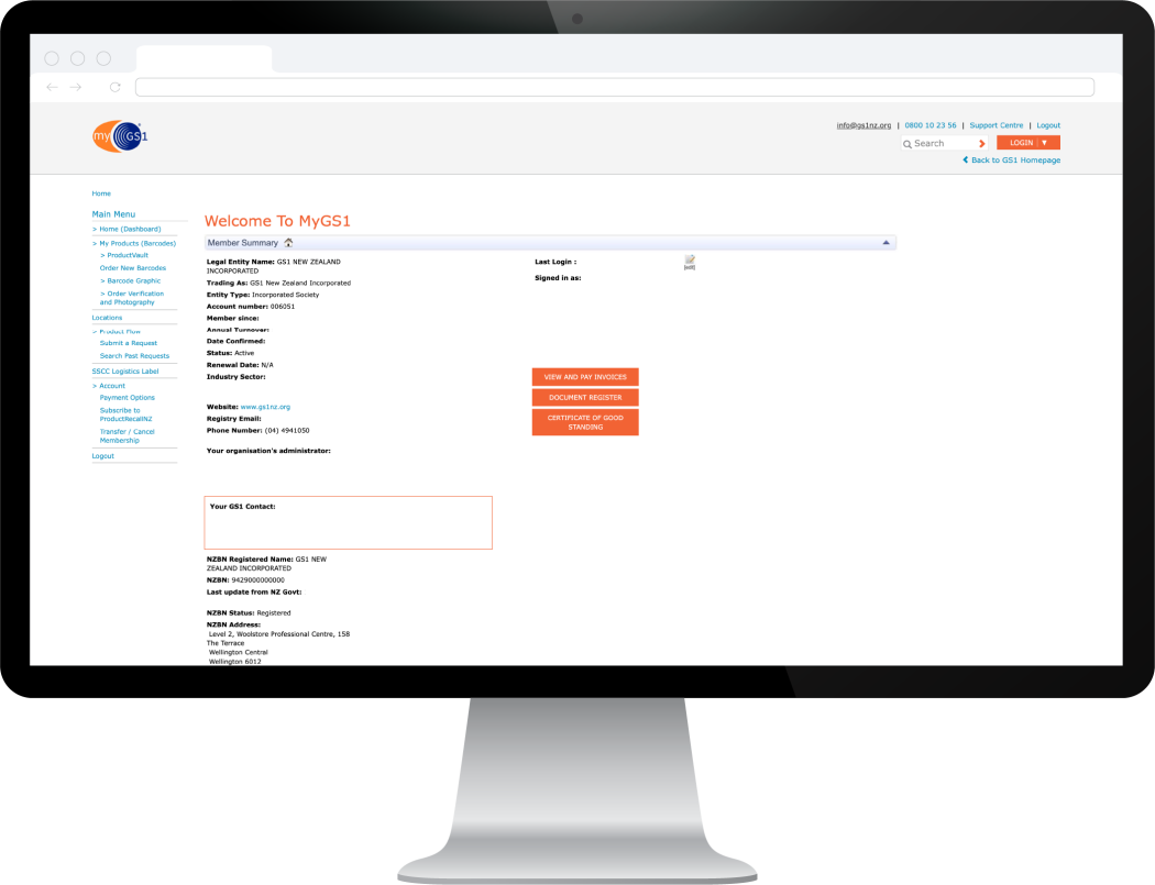 MyGS1 legacy version