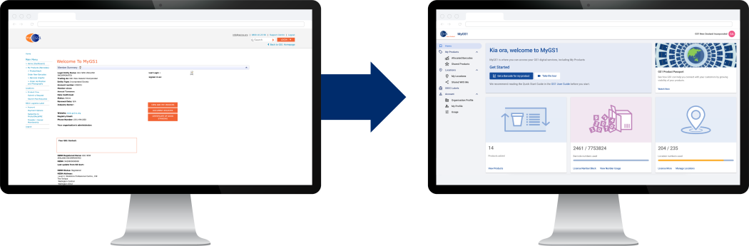 MyGS1 legacy vs current